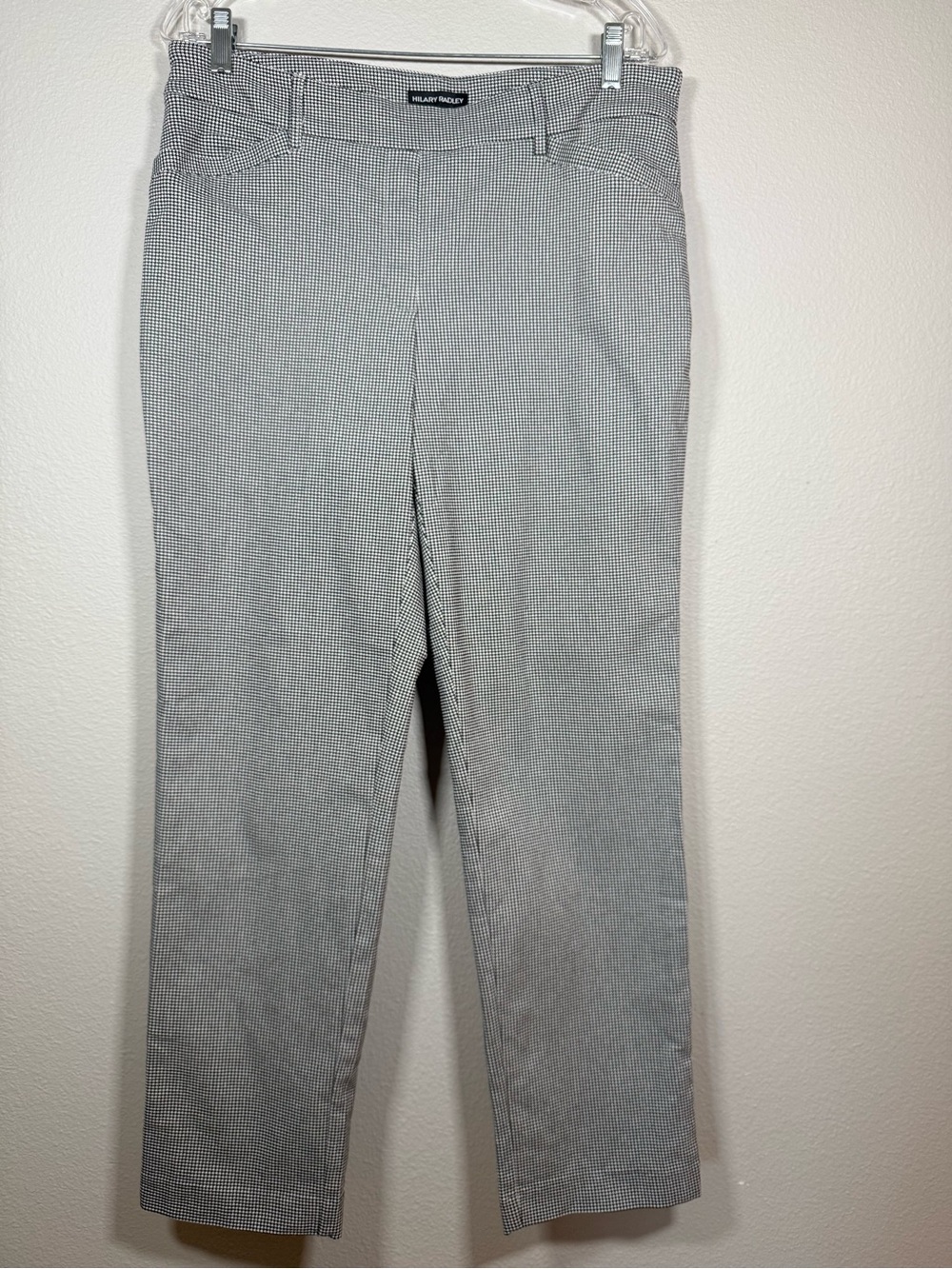 Hilary Radley Women’s L Black and White Micro Houndstooth Stretch Ankle Pants
